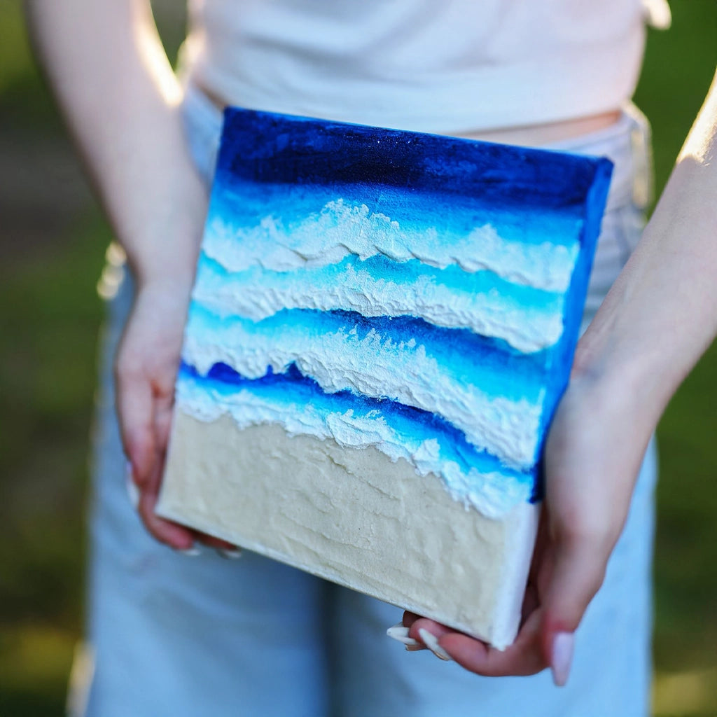 Alisa Kalacheva Moře a písek - Texturovaný obraz 20×20 cm