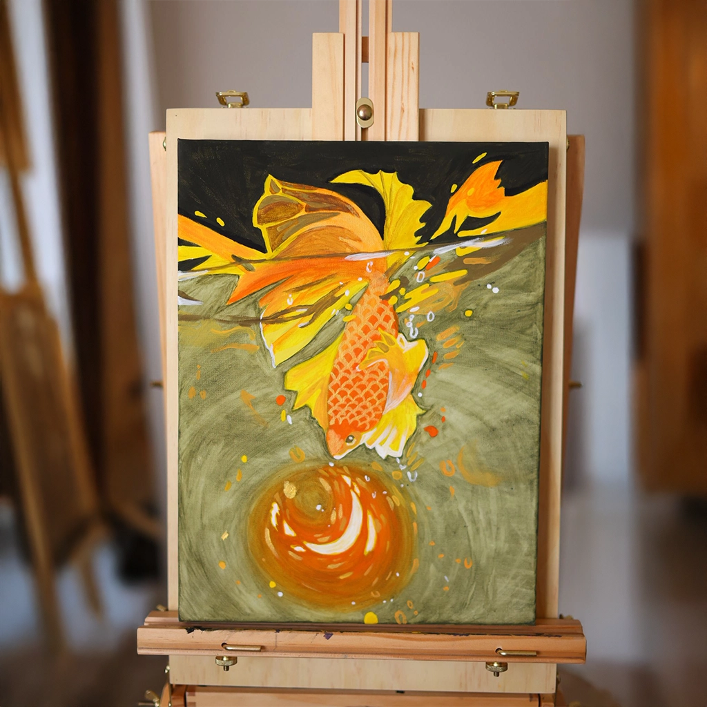 Alisa Kalacheva Zlatá ryba - Originální obraz 30×40 cm