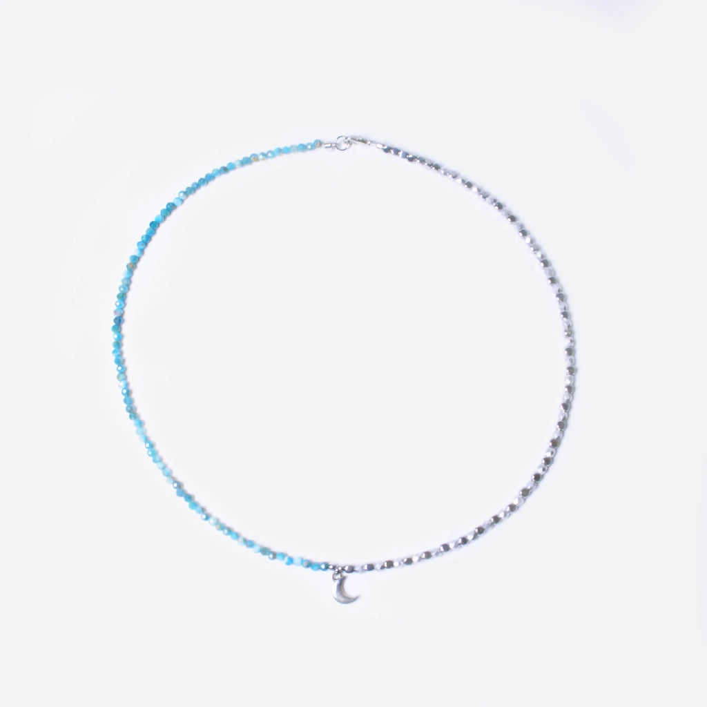SIELI Náhrdelník s apatitem, hematitem a přívěskem měsíce
