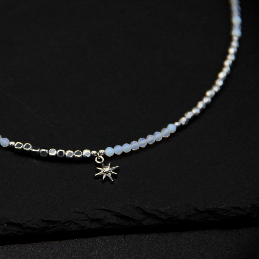 SIELI Náhrdelník s měsíčním kamenem, hematitem a hvězdou